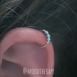 💸FINAL PRICE DROP🍃LAST 1💕Handmade Sterling Silver Boho Beaded Piercing Hoop💕